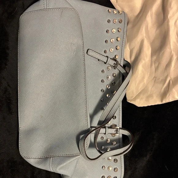 Michael Kors Light Blue Tote with Gold Studs - Picture 3 of 6